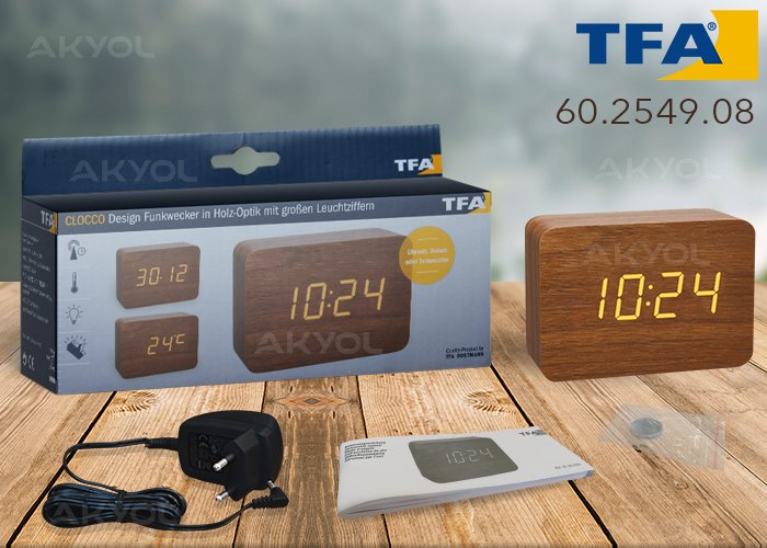 TFA ahşap saat termometre