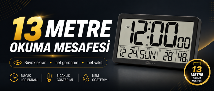 Loyka Siyah Dijital LCD Saat 13 metre okuma mesafesi