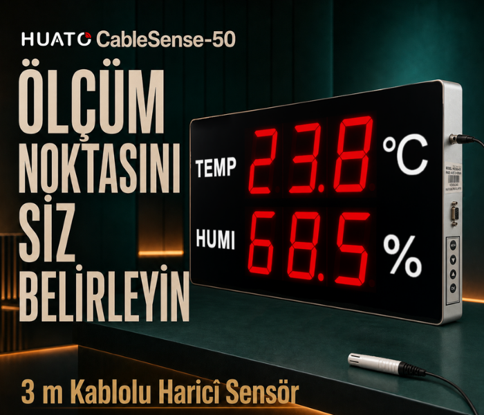Huato CableSense-50 büyük LED ekranı ve 3 metre harici sensörü