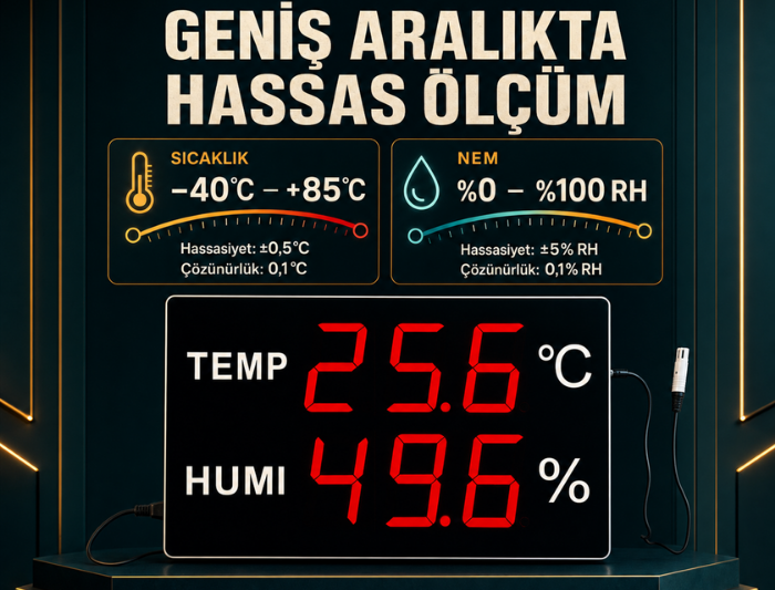 Huato CableSense-50 sıcaklık ve nem ölçüm aralıkları