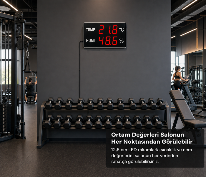 Huato DigiSense-50 spor salonunda sıcaklık ve nem göstergesi