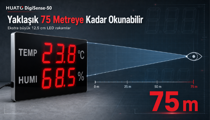 Huato DigiSense-50 göstergenin 75 metre görüş mesafesi