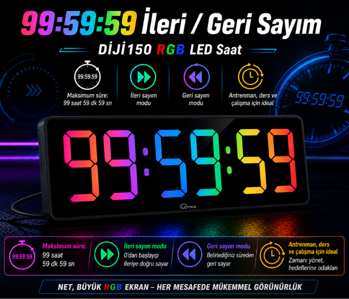kablolu güç bağlantılı dijital saat
