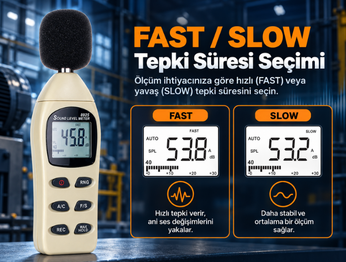 AZ 8925 ses desibel ölçer tepki süresi seçimi