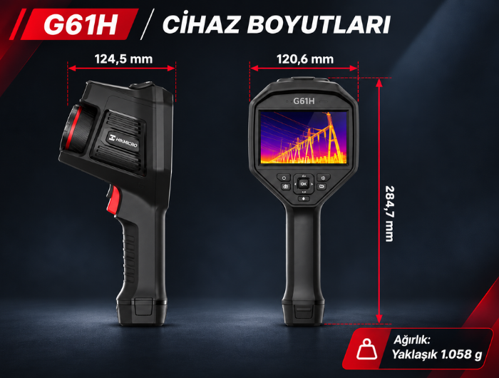 G61H yüksek sıcaklık termal kamerası boyutu