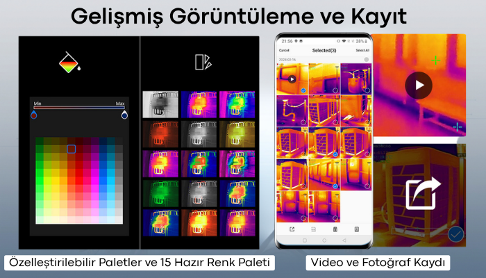  HIKMICRO Mini2Plus V2 iOS ve Android Uyumlu Mobil Termal Kamera Gelişmiş Görüntüleme ve Kayıt
