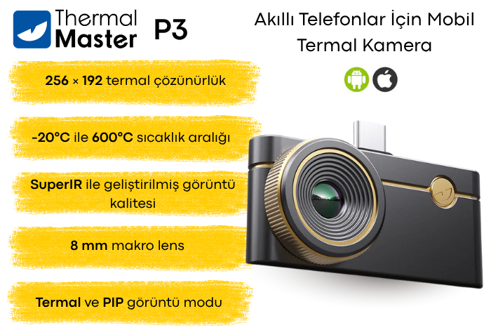 Thermal Master P3 Akıllı Telefonlar İçin Mobil Termal Kamera Özellikler