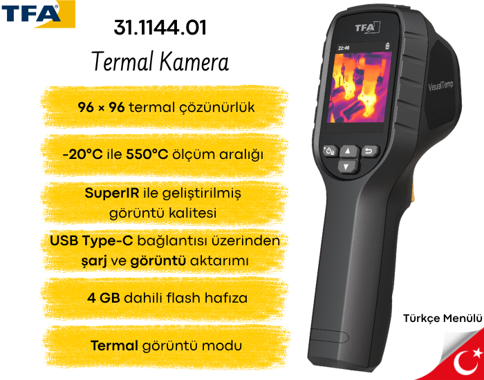 TFA 31.1144.01 'VisualTemp' Ekonomik Seri Termal Kamera Özellikleri
