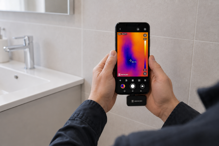 HIKMICRO Mini3 ile duvarda su kaçağı tespiti