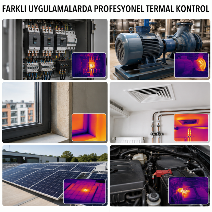 HIKMICRO Mini3 elektrik, motor, bina, HVAC, güneş paneli ve otomobil uygulamaları