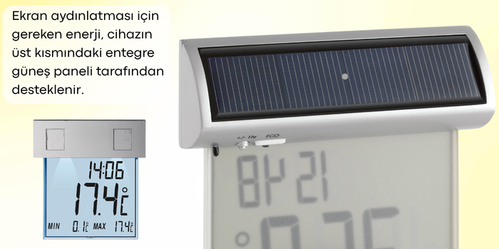 TFA 30.1035 ‘Vision Solar’ Işıklı Dış Pencere Termometresi