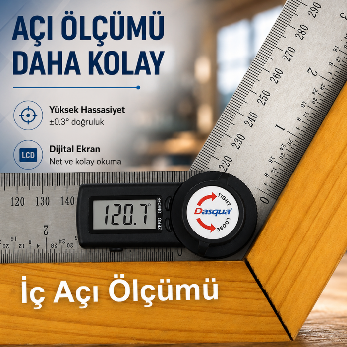 Dasqua 1022-4200 dijital açı ölçer ile iç açı ölçümü