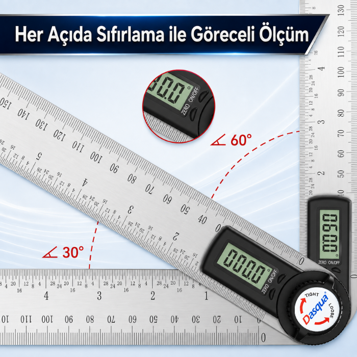 Dasqua 1022-4300 açı ölçer sıfırmala özelliği