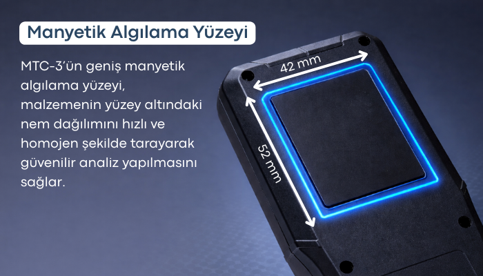 MTC-3 Ahşap ve Beton Nem Ölçer Manyetik Algılama Yüzeyi