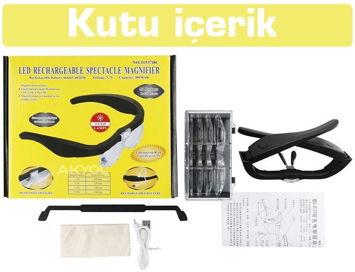 led ışıklı gözlük büyüteç