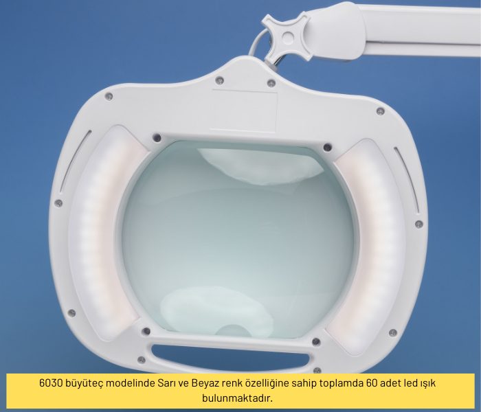 6030-8 sarı ve beyaz ışıklı büyüteç