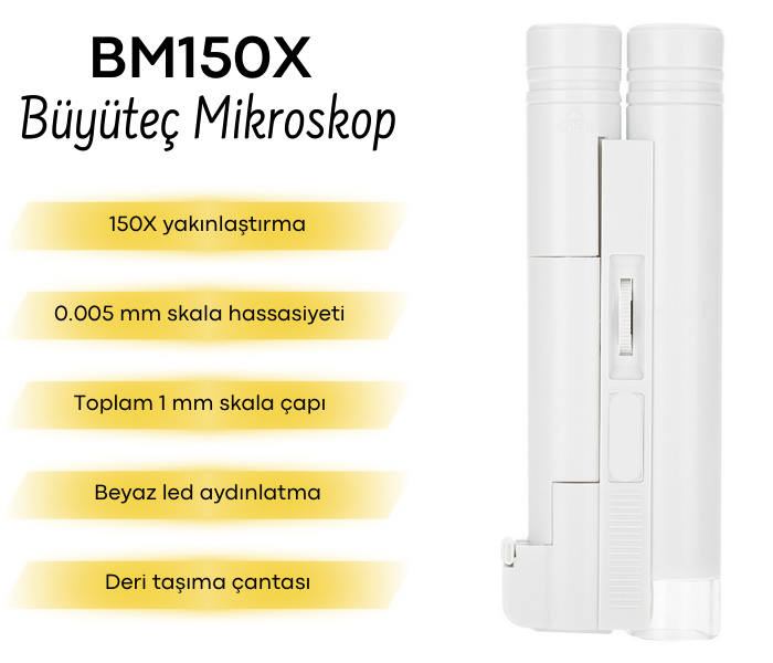 BM150X 150X ışıklı büyüteç mikroskop