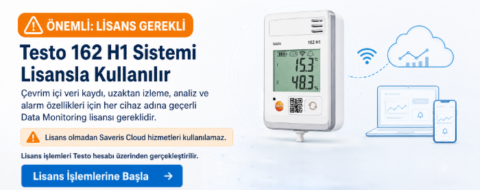 Testo 162 H1 Data Monitoring lisans işlemlerine başlayın
