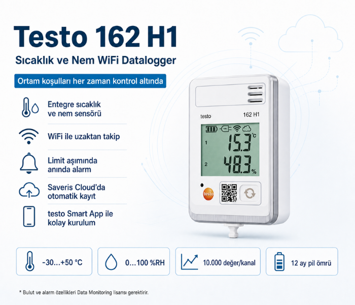 Testo 162 H1 WiFi datalogger genel özellikleri