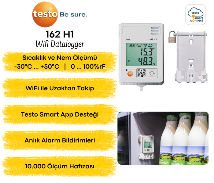 Testo 162 H1 sıcaklık ve nem WiFi datalogger