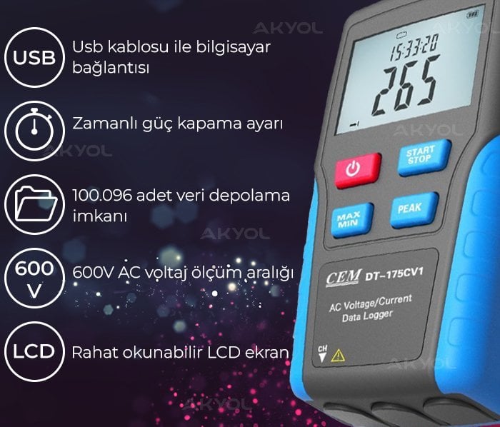 Cem dt-175cv1 elektrik kesinti kayıt cihazı