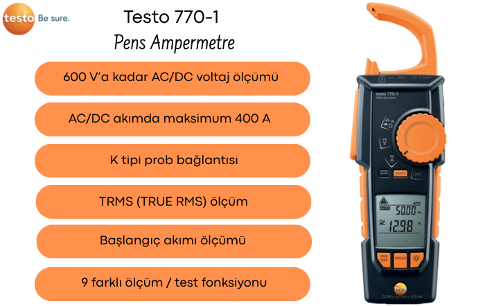 Testo 770-1 Pens Ampermetre Özellikleri