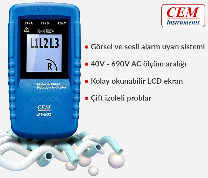 cem dt-901 dijital faz sırası ölçer