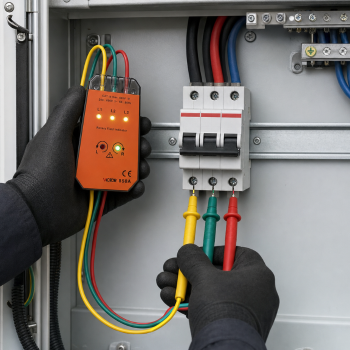 Victor 850A ile elektrik panosunda faz sırası kontrolü