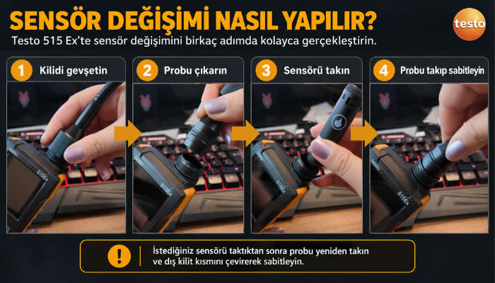 Testo 515 Ex Soğutucu Gaz Kaçak Dedektörü Sensör Değişimi