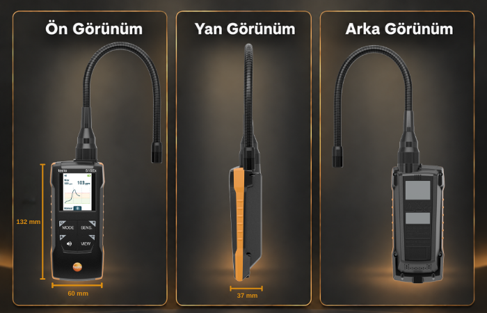 Testo 515 Ex Soğutucu Gaz Kaçak Bulucu Boyutları