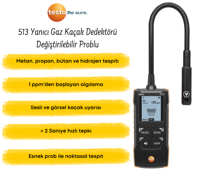 Testo 513 gaz kaçak dedektörü