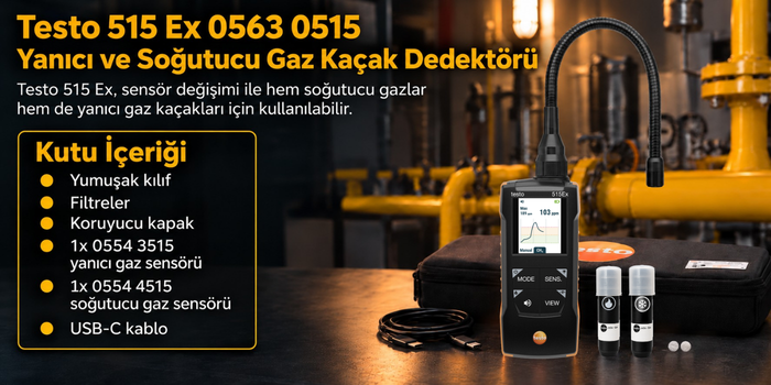 Testo 515 Ex Gaz Kaçak Dedektörü Kutu İçeriği