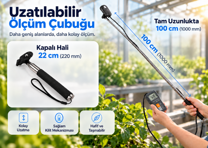 AZ 8583 Uzatılabilir ölçüm çubuğu ile PAR Ölçümü