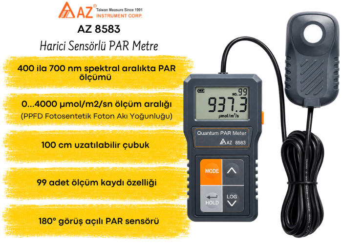 AZ 8583 Harici Sensörlü PAR Metre Özellikleri