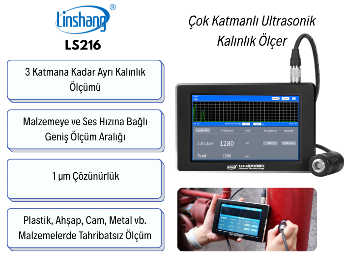 Linshang LS216 çok katmanlı ultrasonik kalınlık ölçer