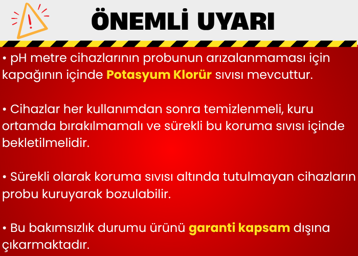 Hanna HI981045 Çelik Bıçaklı Et pH Ölçer Uyarılar