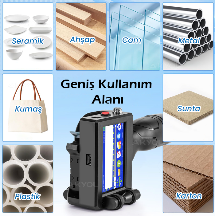 koli üzerine baskı yapabilen yazıcı