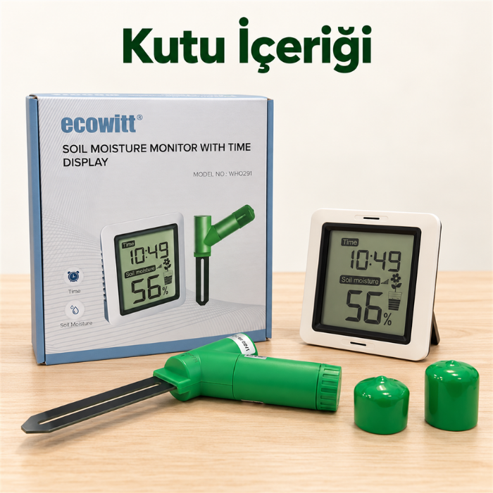Ecowitt WH0291 kablosuz toprak nem ölçer kutu içeriği