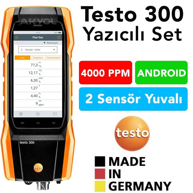 Testo 300 Baca Gaz Analiz Cihazı (Akıllı Dokunmatik Ekran)
