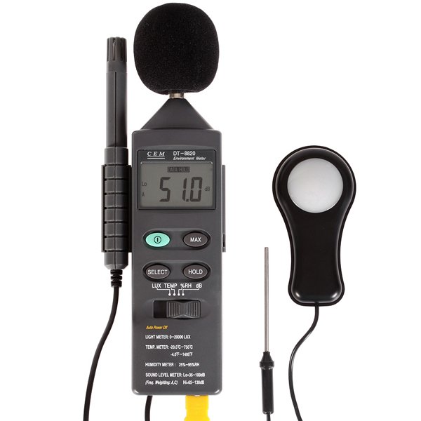 Cem DT8820 Dördü Birarada Isı, Ses, Nem ve Işık Ölçer