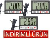 DC-2 Mini Kablolu İç-Dış Termometre Saat (3' lü Paket)