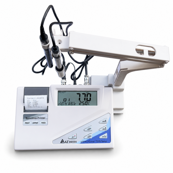 AZ 86555 Yazıcılı Masaüstü pH | İletkenlik | TDS | Tuzluluk | Sıcaklık Ölçer