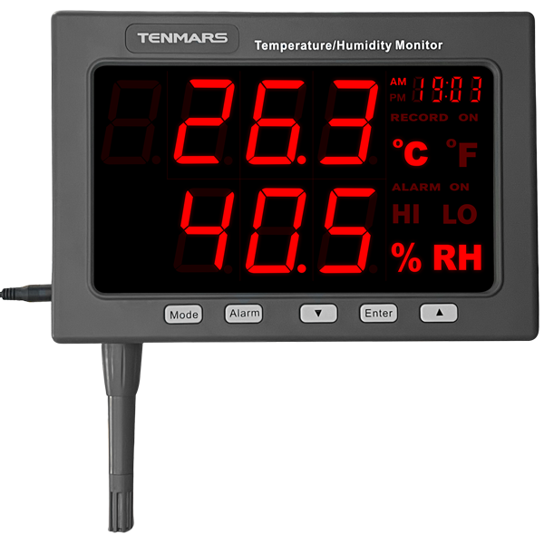Tenmars TM-185D Işıklı Göstergeli Sıcaklık Nem Ölçer | Kayıt Yapabilir
