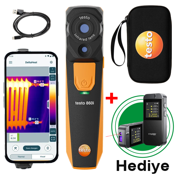 Testo 860İ Akıllı Termal Kamera Sıcaklık ve Su Kaçağı Tespit Cihazı | Çantalı Set
