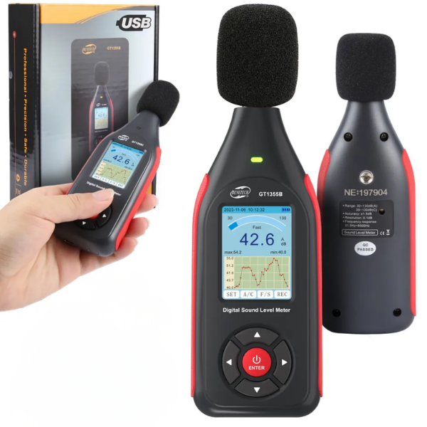 Benetech GT1355B Renkli Ekranlı Kayıt Yapabilen Ses Ölçer | Şarj Edilebilir