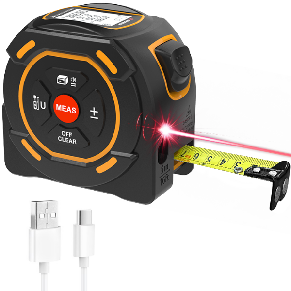 SW-TM60A Lazer Mesafe Ölçerli Şerit Metre | 60m + 5m
