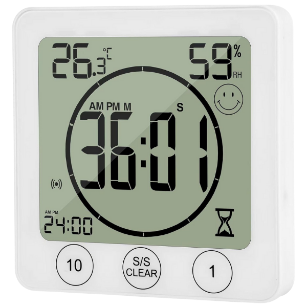 KT9 Vantuzlu ve Mıknatıslı Çok Fonksiyonlu Zamanlayıcı | Isı, Nem ve Saat Göstergeli