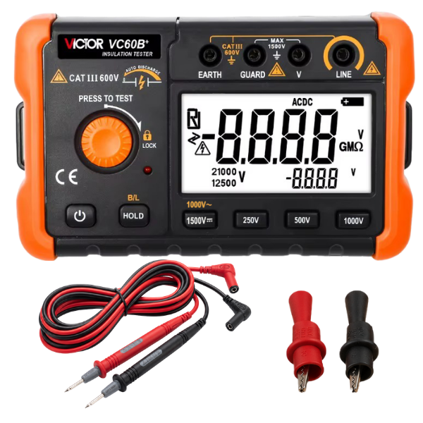 Victor VC60B+ İzolasyon Direnci Test Cihazı 5GΩ | 1000V Megaohmmetre