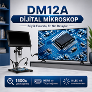 DM12A HDMI Bağlantılı Mikroskop Büyük Ekranlı | 1500X