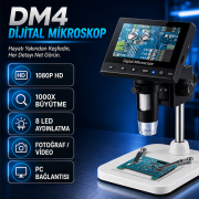 DM4 1000X Dijital Mikroskop | 4.3'' Ekran